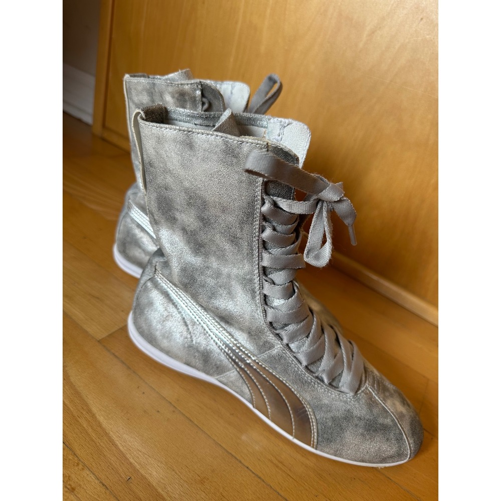 Puma Eskiva Mid Metallic Silver Boxing Sneakers High Top 361021 01 Womens 7.5